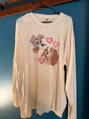 Comfort Colors Cream Long Sleeve Tee with Pink Heart Graphics